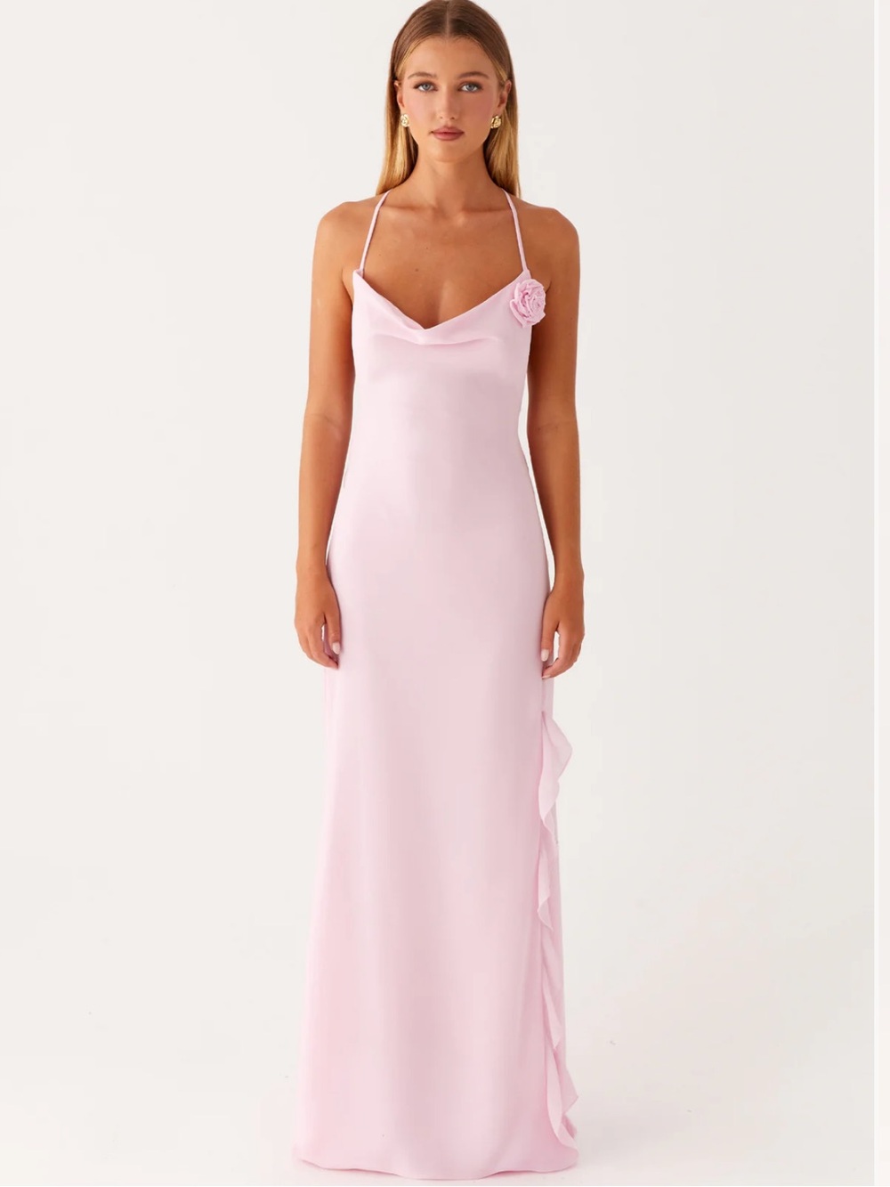 Open Back Maxi Dress in Pink